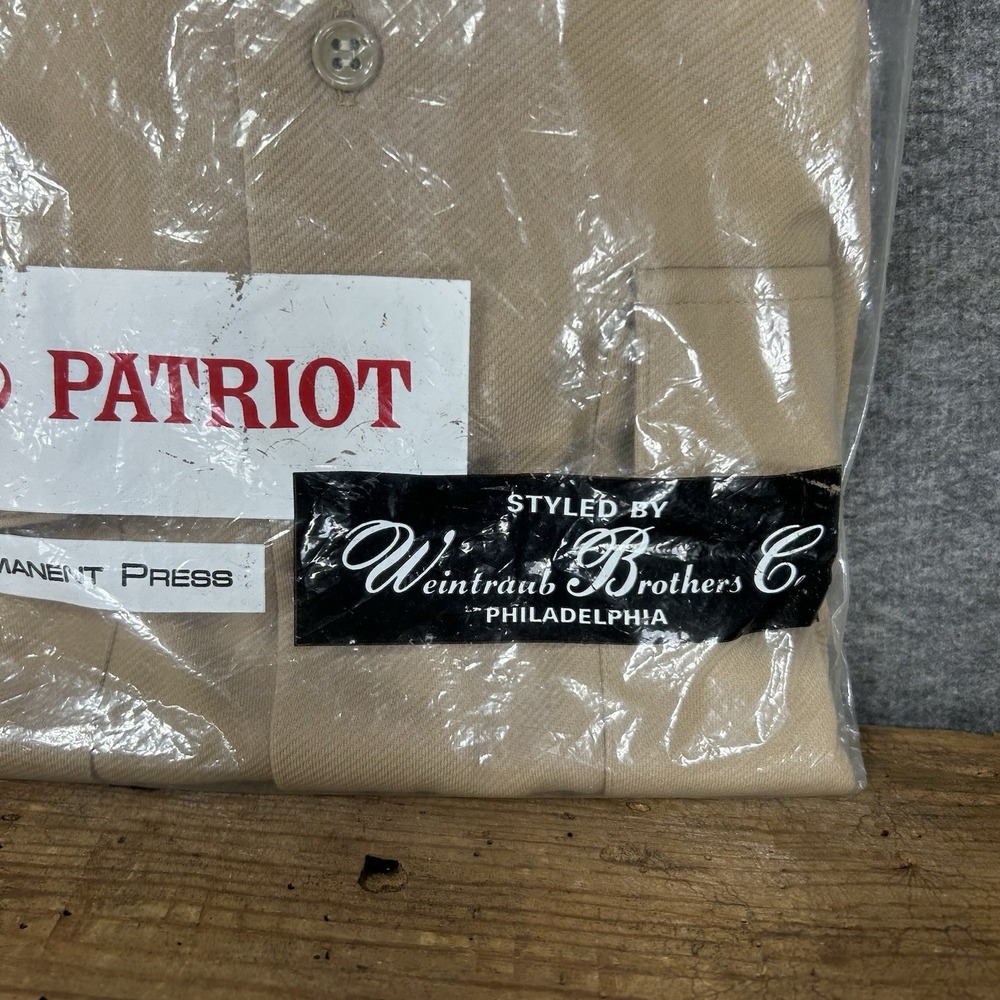 Vintage Patriot Military Shirt Men's Small Beige Button Up Weintraub Bros - Picture 4 of 6